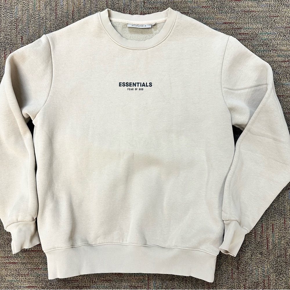 Essentials Beige Crewneck Sweater